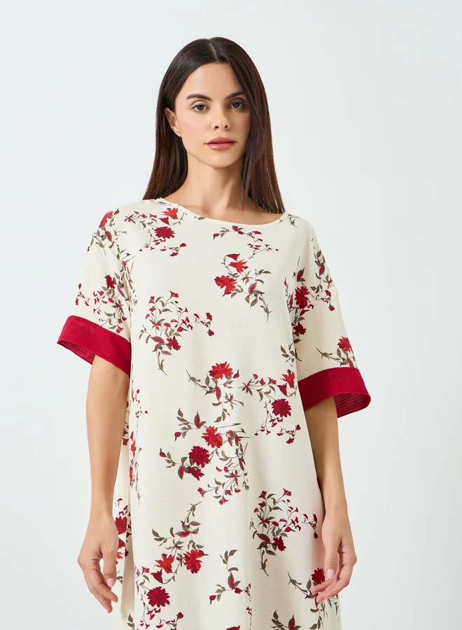 Take Two Women Floral Printed Short Sleeve Midi Nightdress